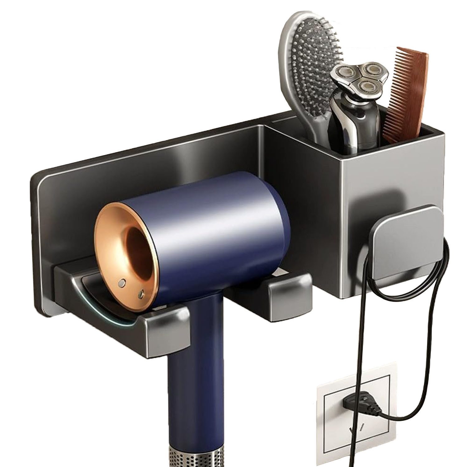 SURFOU Haartrocknerhalter Föhnhalter Wand Ohne Bohren Schwarz, Föhn Halteru günstig online kaufen