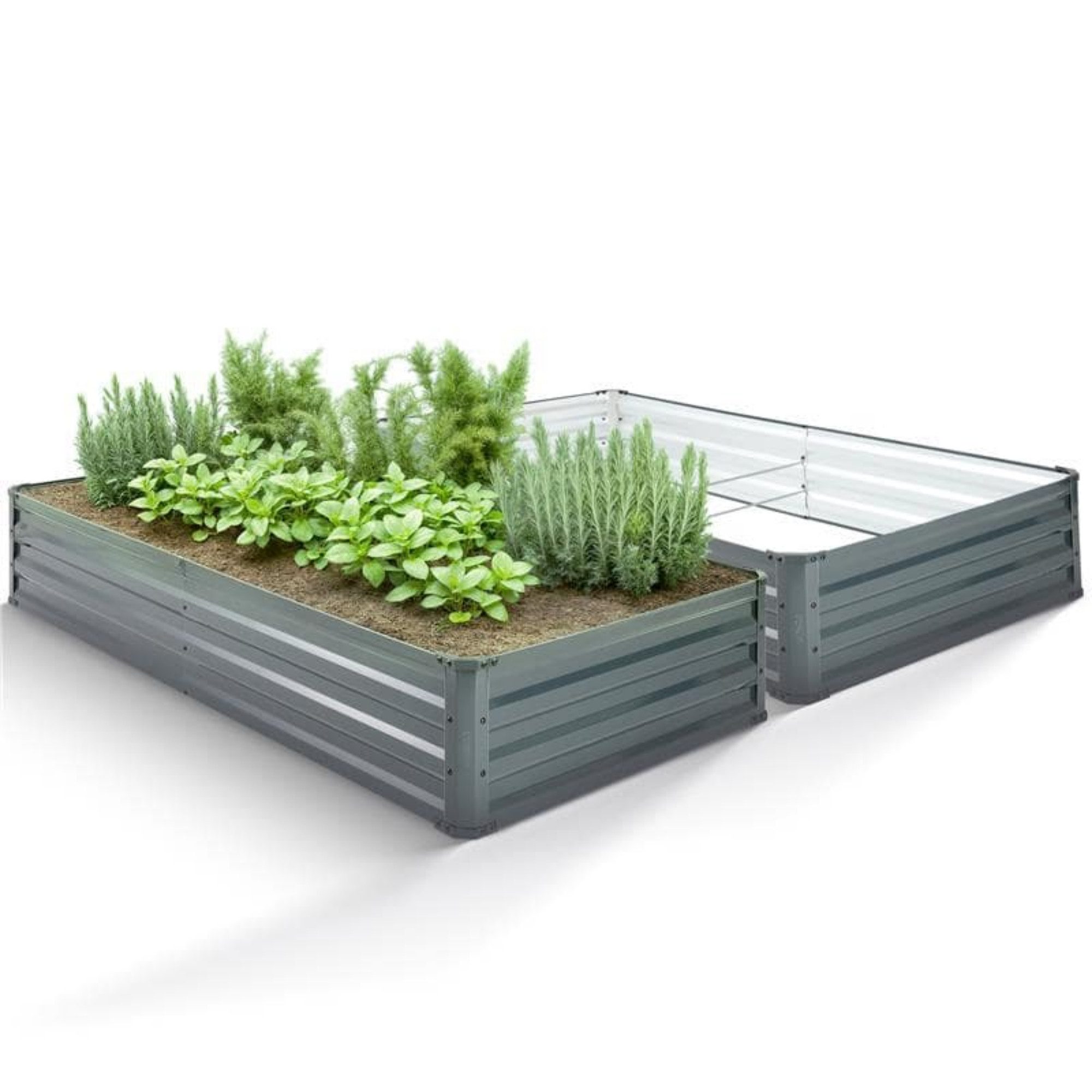 Arebos Hochbeet Metall 2x 180x90x30cm Gartenbeet Pflanzbeet rostfrei Gemüsebeet (Max. Belastbarkeit: 500 kg, 2er), Witterungs- & UV-beständig