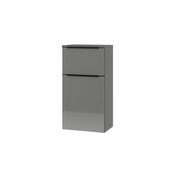 Lomadox Unterschrank PALERMO-136-GREY grau mit schwarzer Griffleiste 45,3/88/37,4 cm