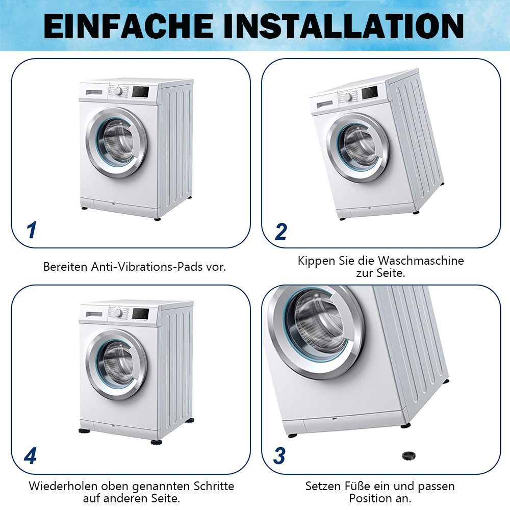 TUWENA Vibrationsdämpfer 4 Stück Waschmaschine Antirutschmatte,Schwingungsdämpfer Waschmaschine, Silikon Universal Antirutschmatte Füße für Kühlschrank Waschmas – Bild 5 von 5