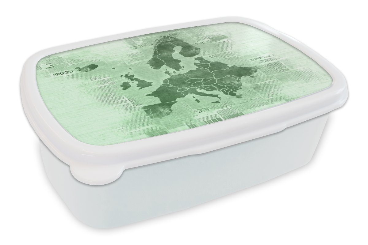 und Grün, und Jungs Erwachsene, Karte Kinder MuchoWow Mädchen Europa für Brotdose, - Lunchbox weiß Brotbox für von - Zeitung Kunststoff, (2-tlg),