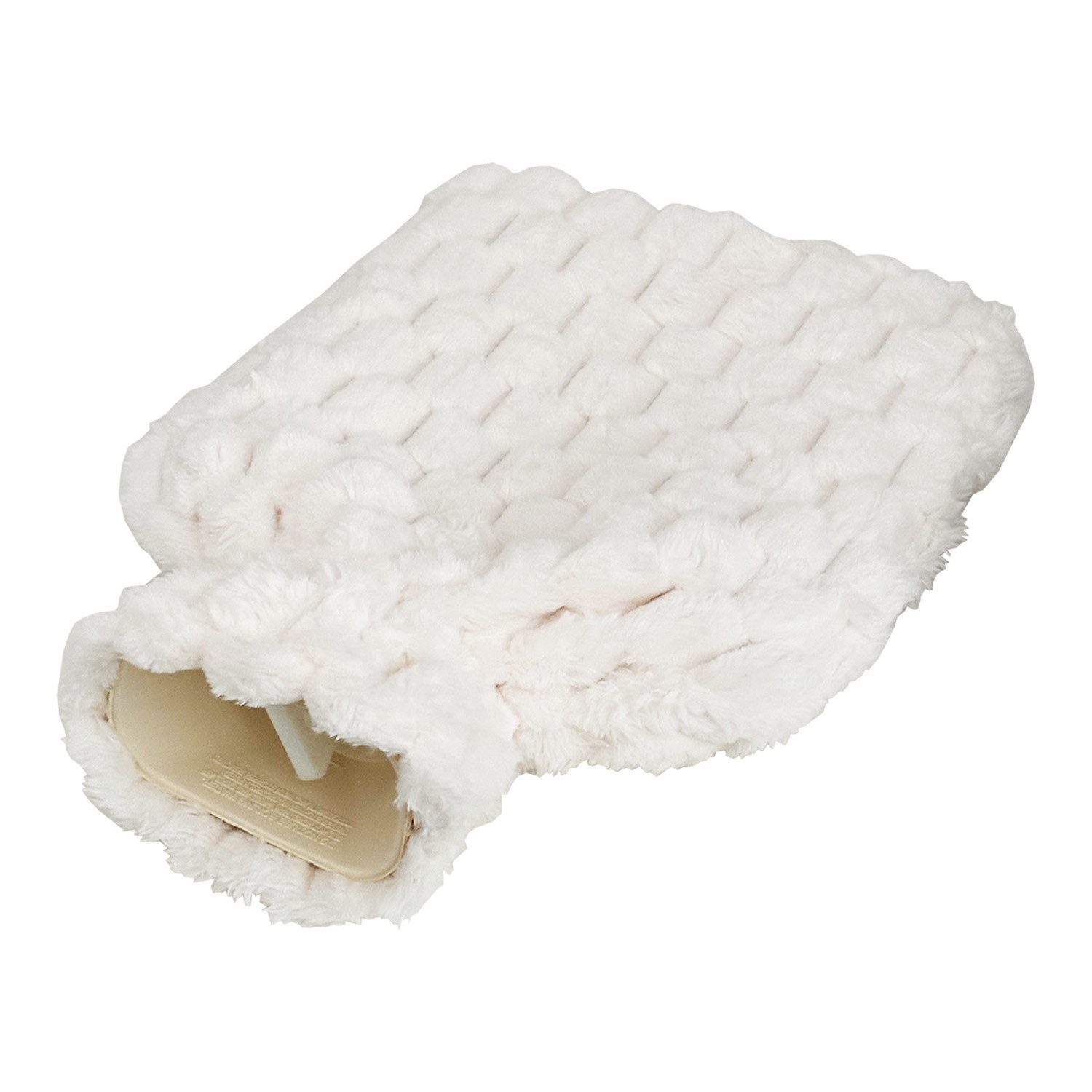Mojawo Nacken-Wärmflasche Wärmflasche Bettflasche Wärmkissen Plüschbezug 1,5L 31x20cm Creme