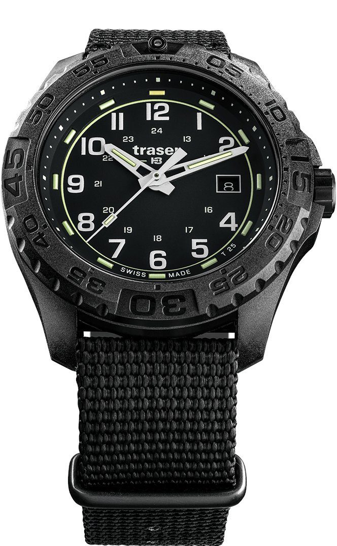 Traser Quarzuhr H3 P96 Outdoor Pioneer Evolution Black Uhr 108673 Natoband 44 mm, Swiss Made