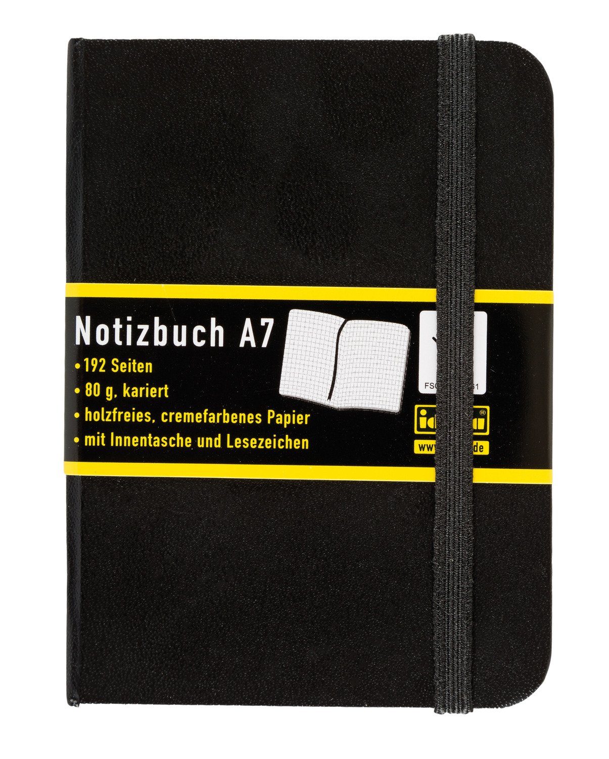 Idena Notizbuch Idena Notizbuch 80g/m² kariert schwarz DIN A7 192 Seiten