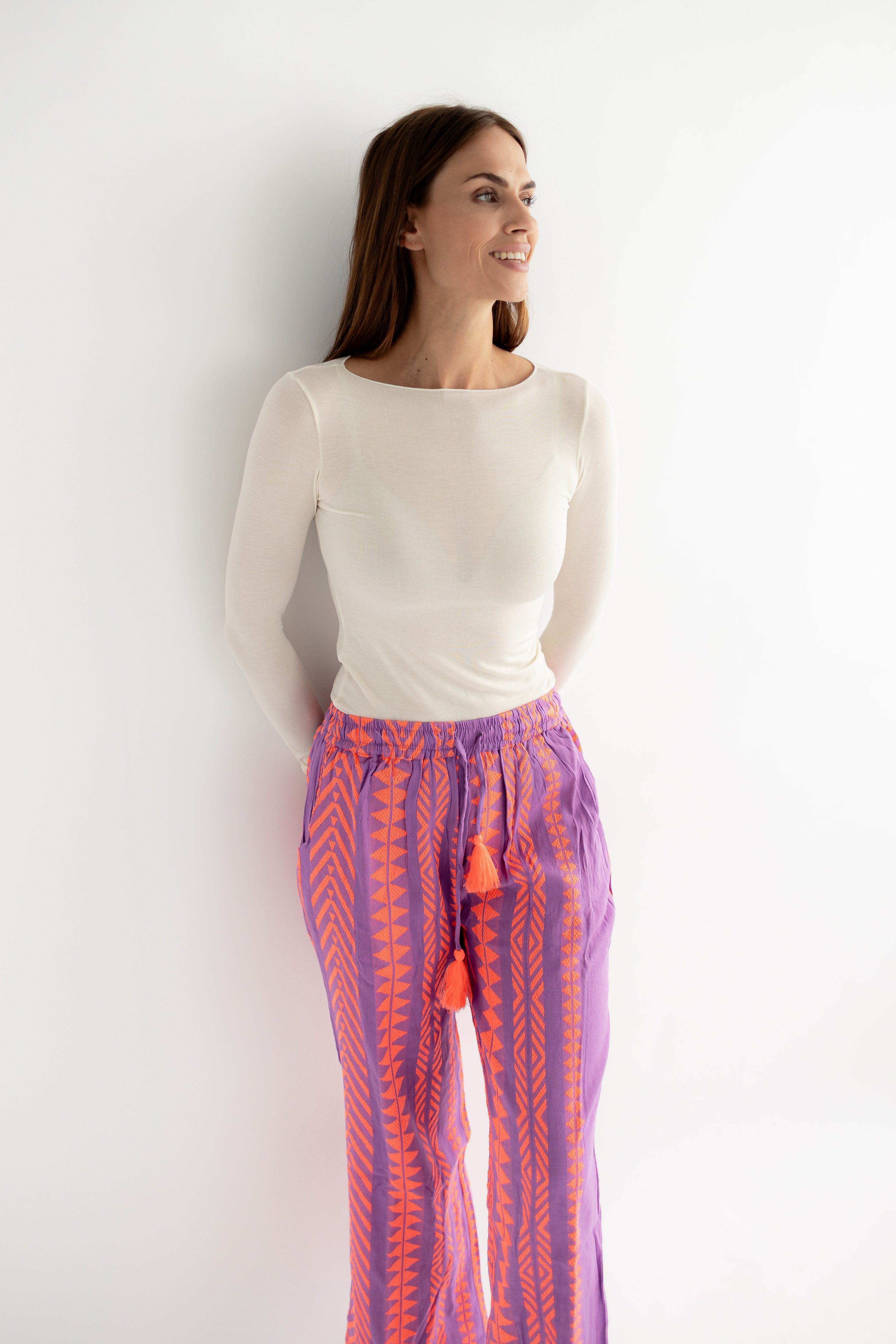 von Herzen Palazzohose Lilac Bohohose – lässige Hose mit Muster – 100% Viskose