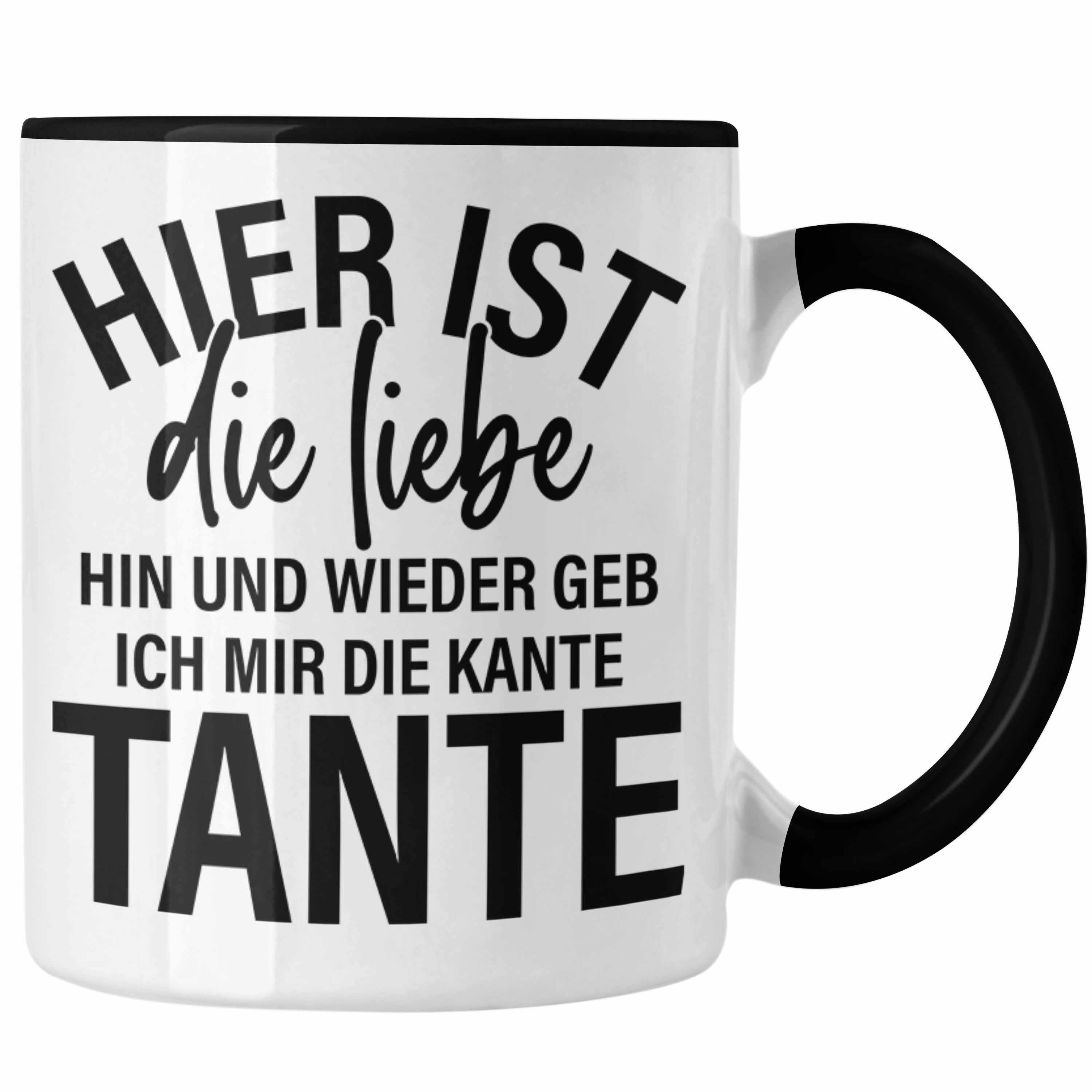 Trendation Tasse Trendation - Ich Geb Mir Die Kante Tante Tasse Geschenk Lustig Geburtstag Schwarz