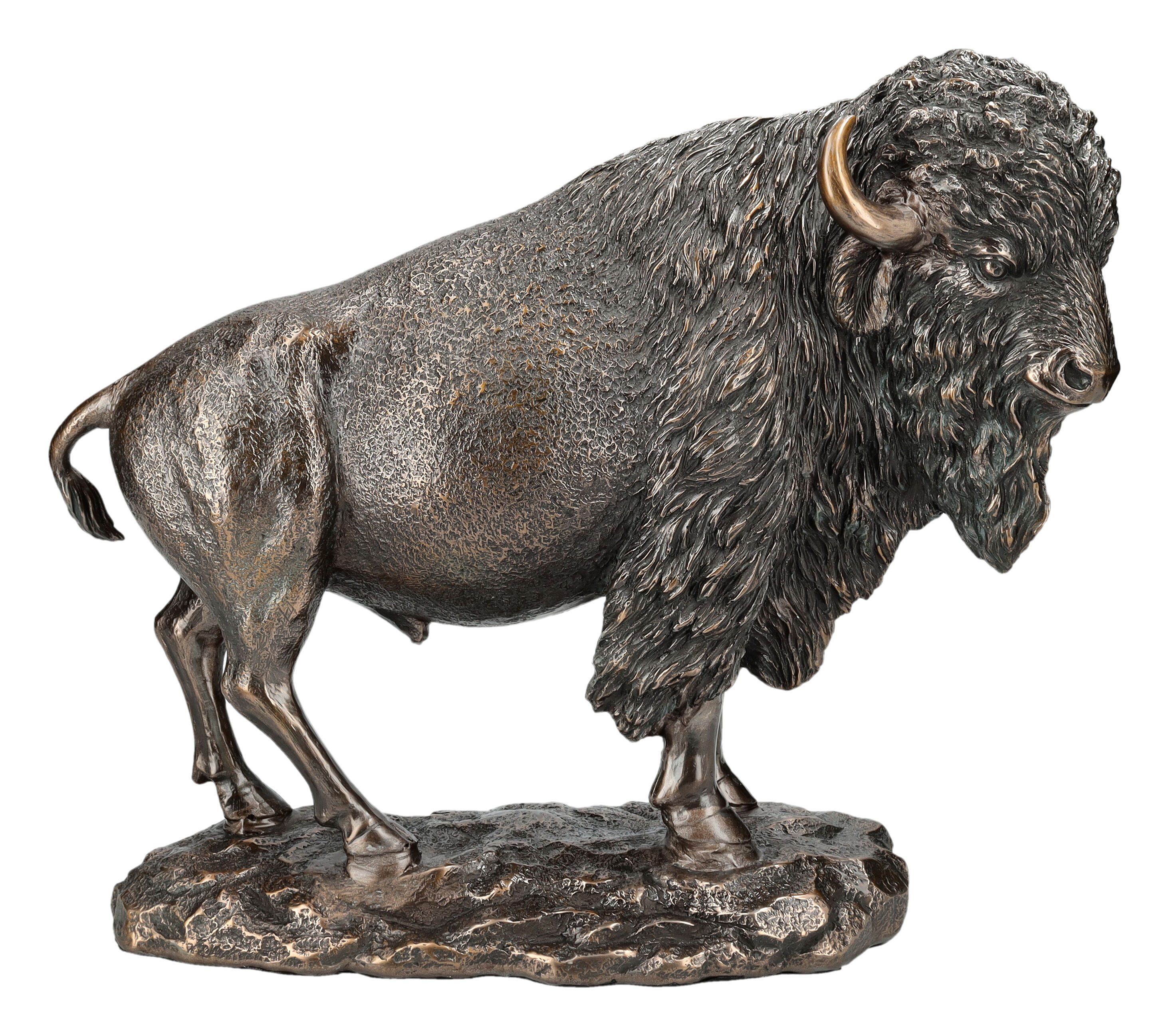 Figuren Shop GmbH Tierfigur Bison Figur – bronzierte Statue 31 cm, Kunststein Deko Tier Skulptur