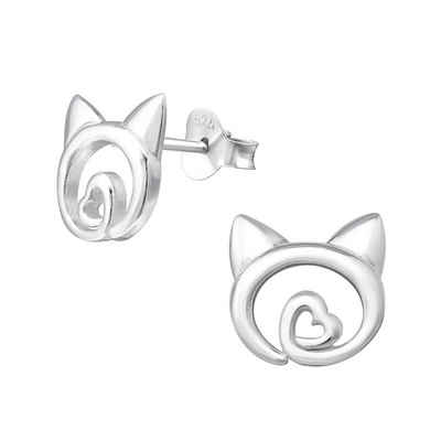 Monkimau Paar Ohrstecker Katzen Ohrringe 925 Silber Damen Ohrstecker (Packung)