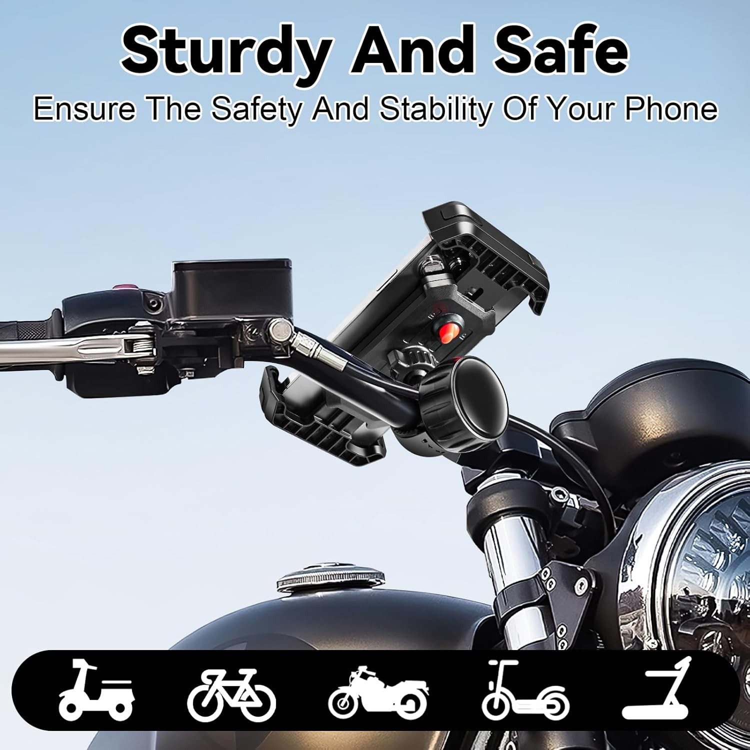 Forrlite Smartphone-Halterung Handyhalterung Fahrrad, Handyhalter Motorrad360° Lenker Halter, (Stabile Handyhalterung Fahrrad & Motorrad, ideal für 5,1–6,8", Me – Bild 3 von 5
