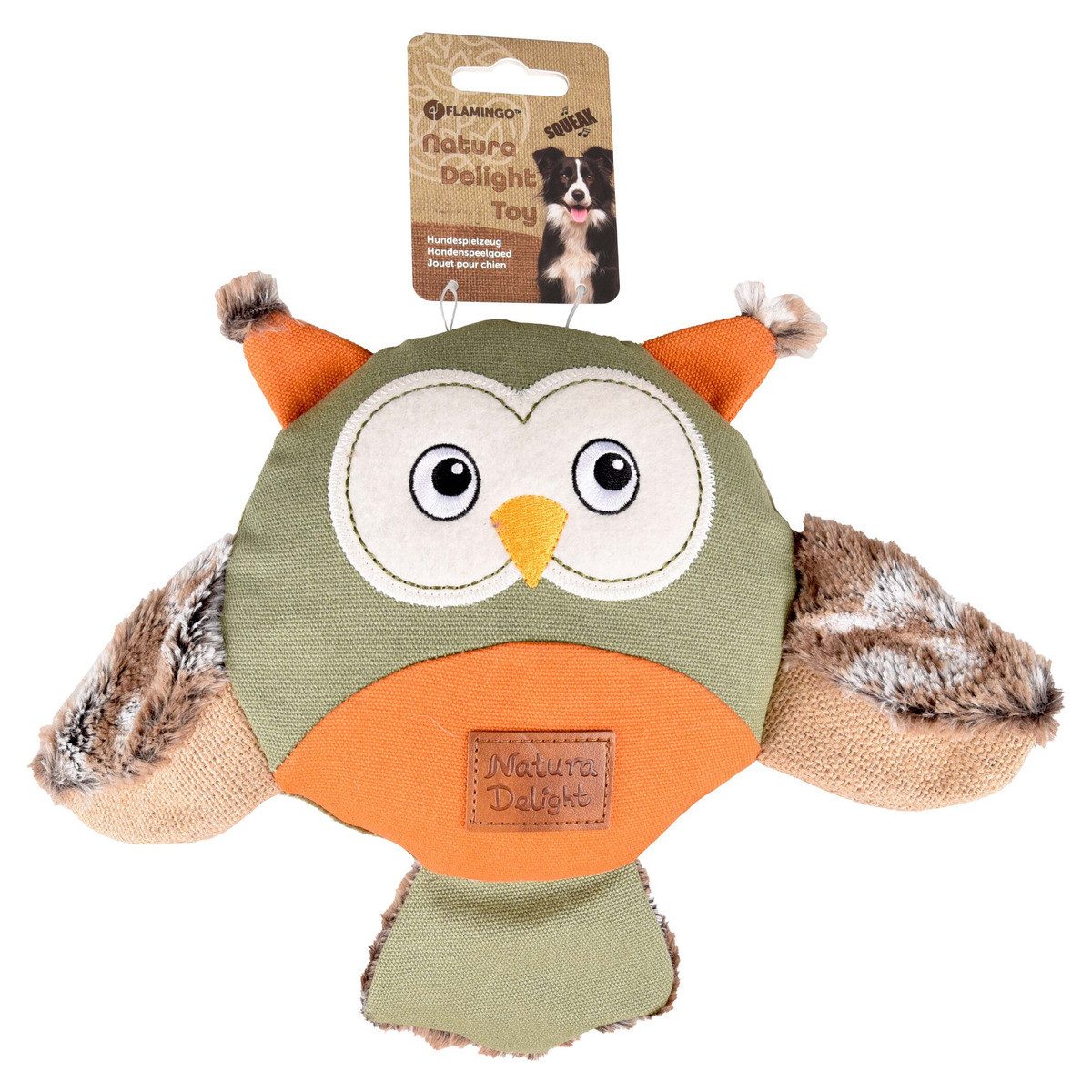 Flamingo Tierkuscheltier Hundespielzeug Natura Delight Eule Mix
