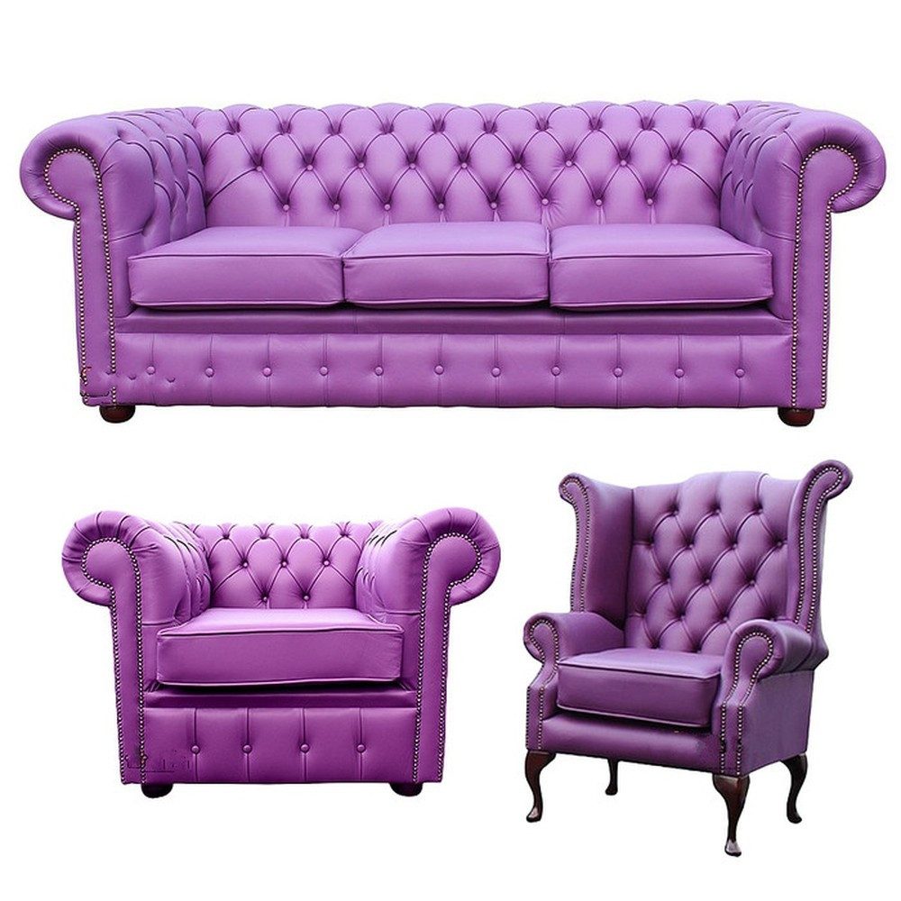 JVmoebel Chesterfield-Sofa Elegantes Chesterfield-Sofa aus hochwertigem Stoff in Grau, 3 Teile, Made in Europa