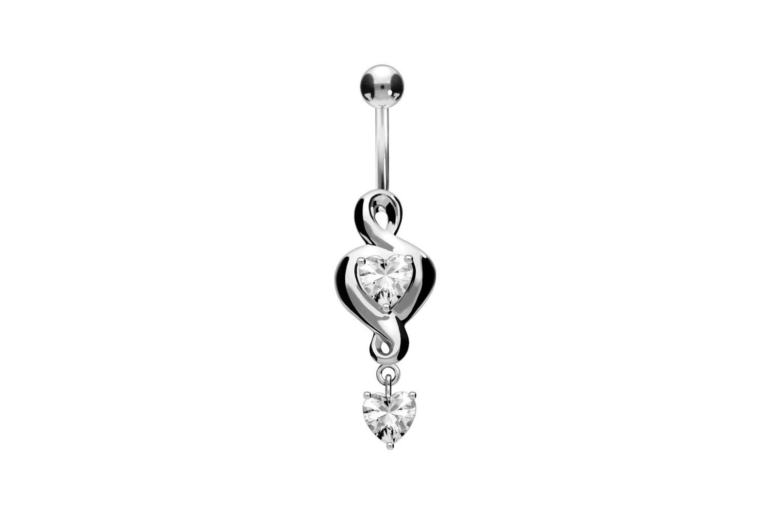 PIERCINGLINE Bauchnabelpiercing Titan Bananabell mit 925er Silber-Design HERZ-DESIGN (Bananabells, 1-tlg)