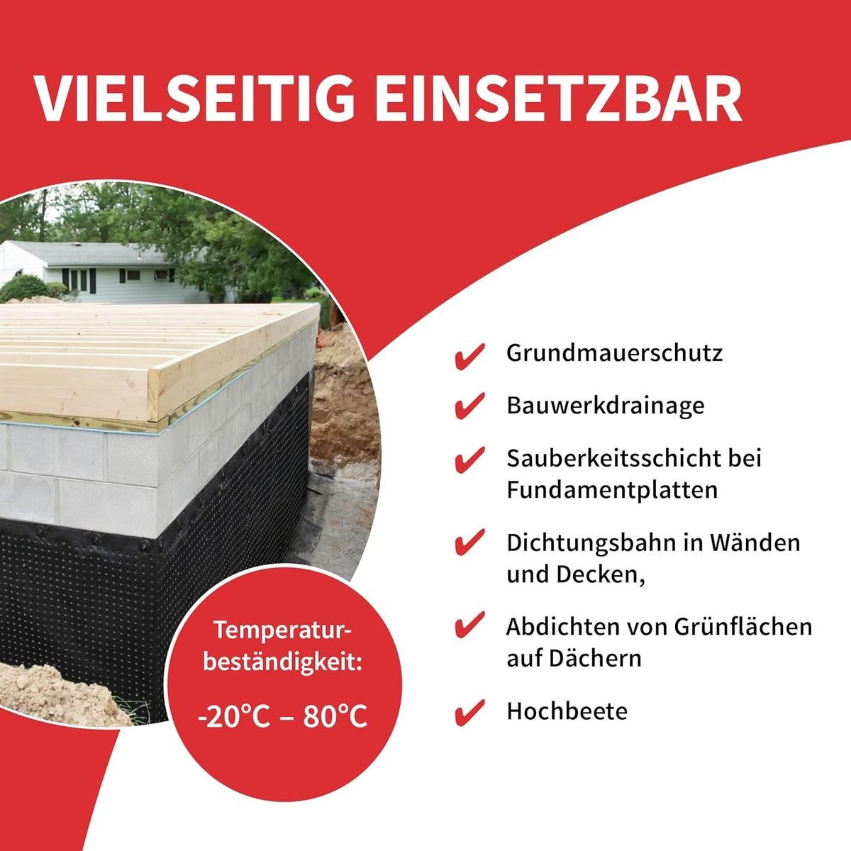 Onduline Unkrautvlies Fondaline 400 Noppenbahn Hochbeetfolie, Größe: 1m x 5m