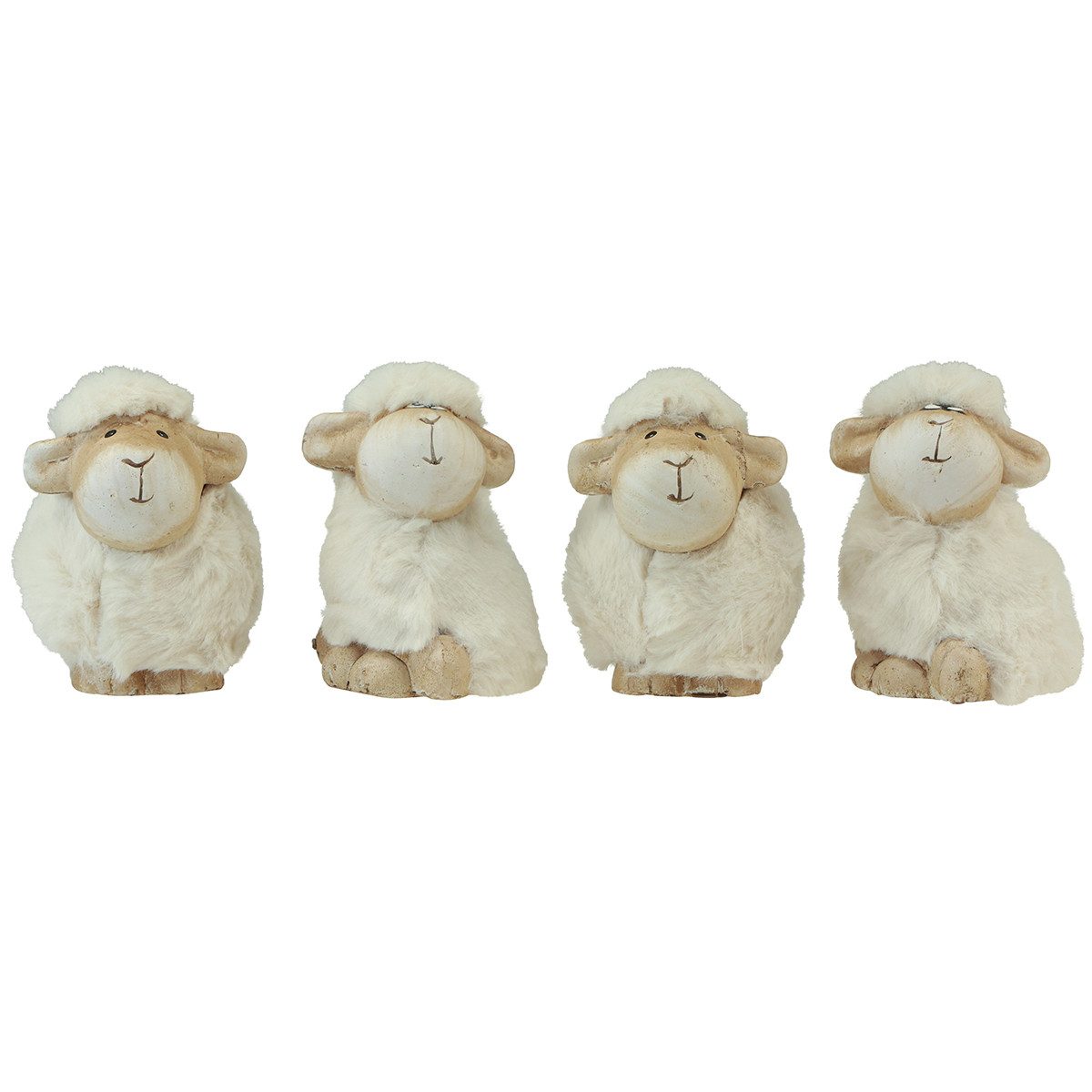 Florists Products Osterhase Osterdeko Schaf Keramik Figuren Set Creme 9,5×6×9cm 4 Stk, 4 Stück