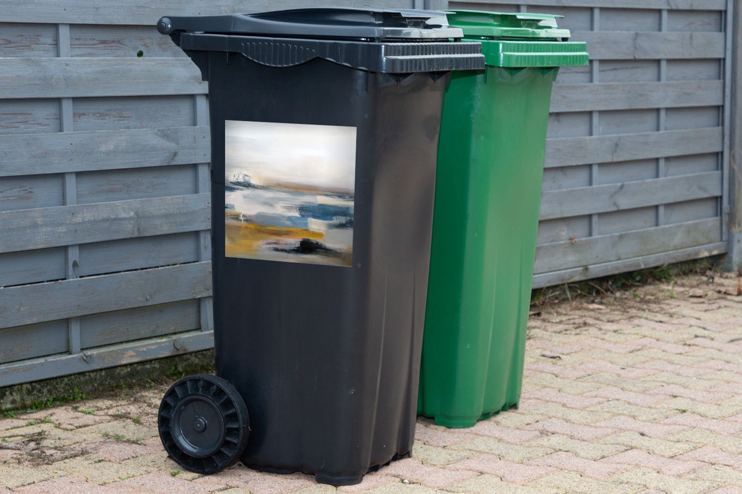 MuchoWow Wandsticker Ölgemälde - Abstrakt Mülleimer-aufkleber, St), (1 Mülltonne, Sticker, Abfalbehälter Container