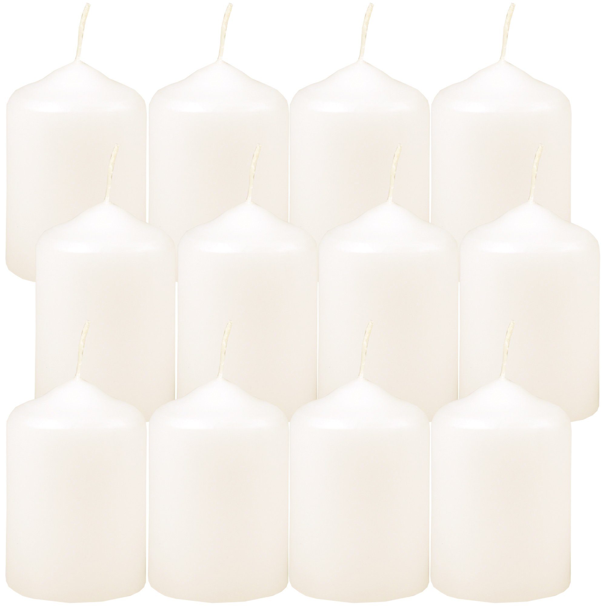 HS Candle Stumpenkerze aus Wachs (12-tlg., Dekolicht), Ø4xH6 cm Teelichtgröße, 7h Brenndauer je Kerze, Wachsmischung