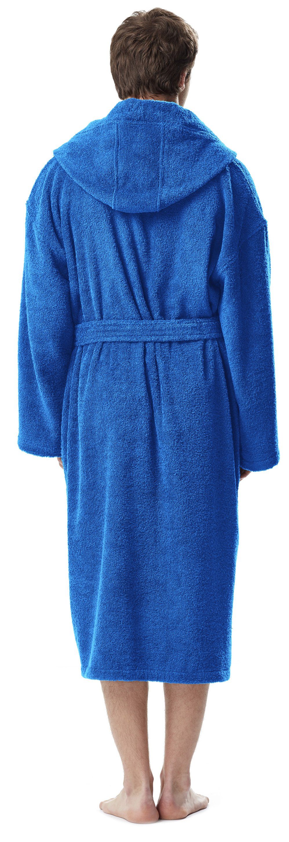 Arus Herrenbademantel Astrom aus Baumwoll-Frottee, Reisebademantel, Saunamantel, 100% Baumwolle, Kapuze, Gürtel, mit Kapuze, wadenlang oder extra lang, 100% Baumwolle