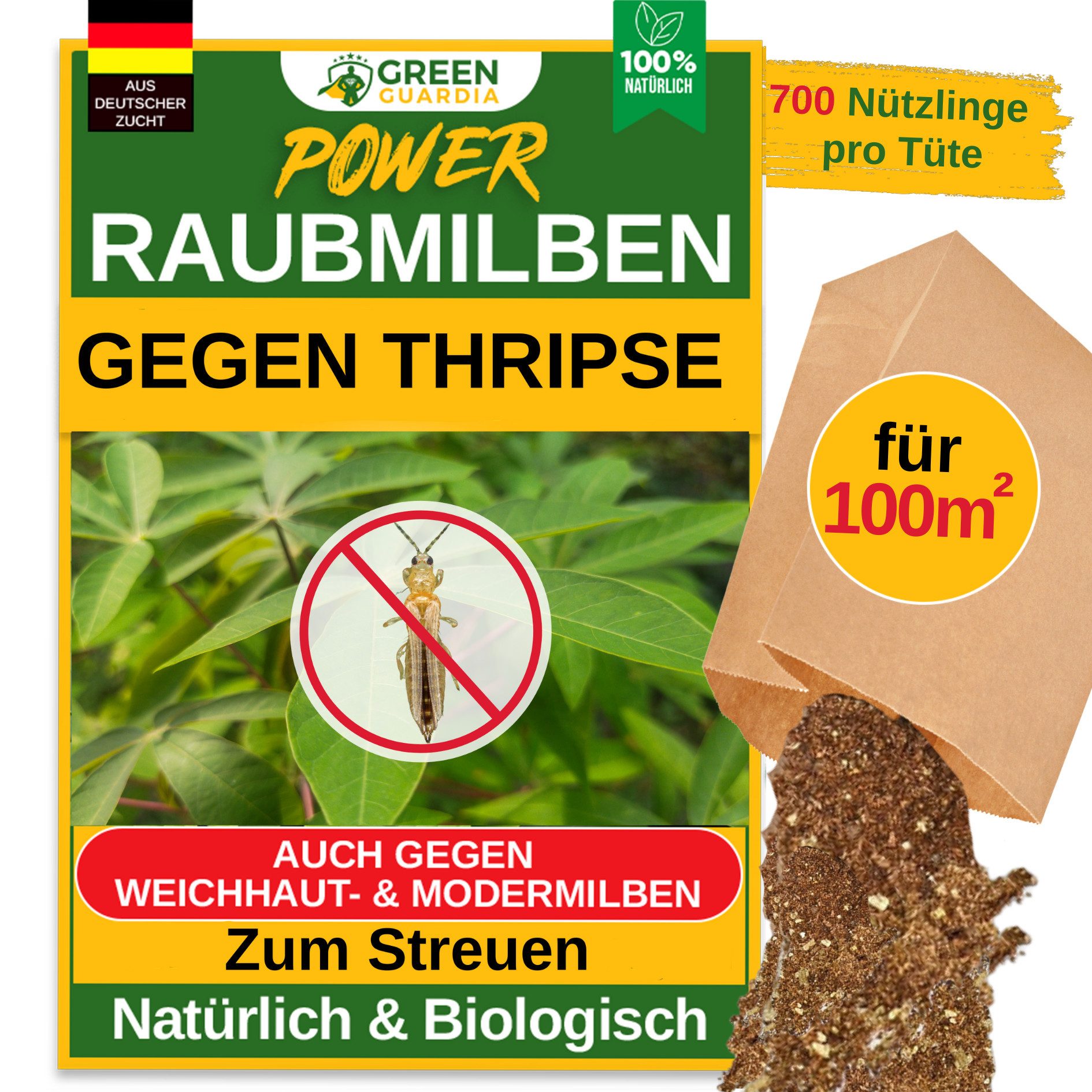 Insektenvernichter Raubmilben gegen Thripse - Streuware zum Streuen, umweltfreundlich