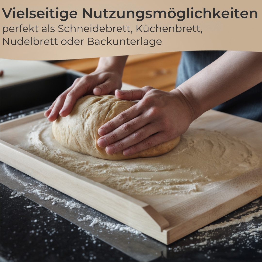 Topanbieter999 Backbrett Lindenholz 60x40 cm, 2 Anschlagleisten, Sicherer Halt beim Kneten & Ausrollen – Bild 5 von 5