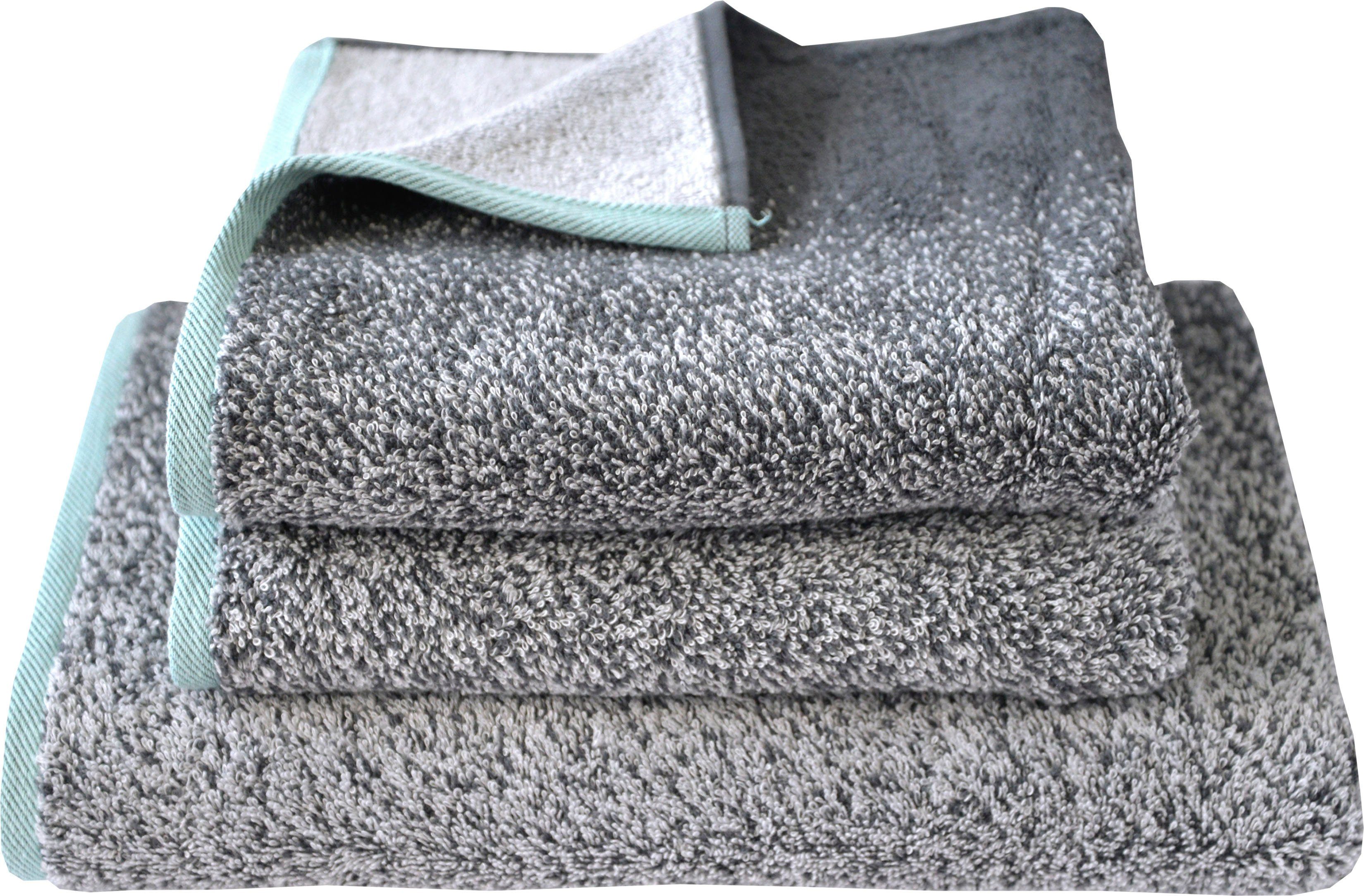Dyckhoff Handtuch Set Cool Mint Gradient, Walkfrottier (Set, 3-St), mit Farbverlauf, 1 Duschtuch (70x140cm), 2 Handtüchern (50x100cm)