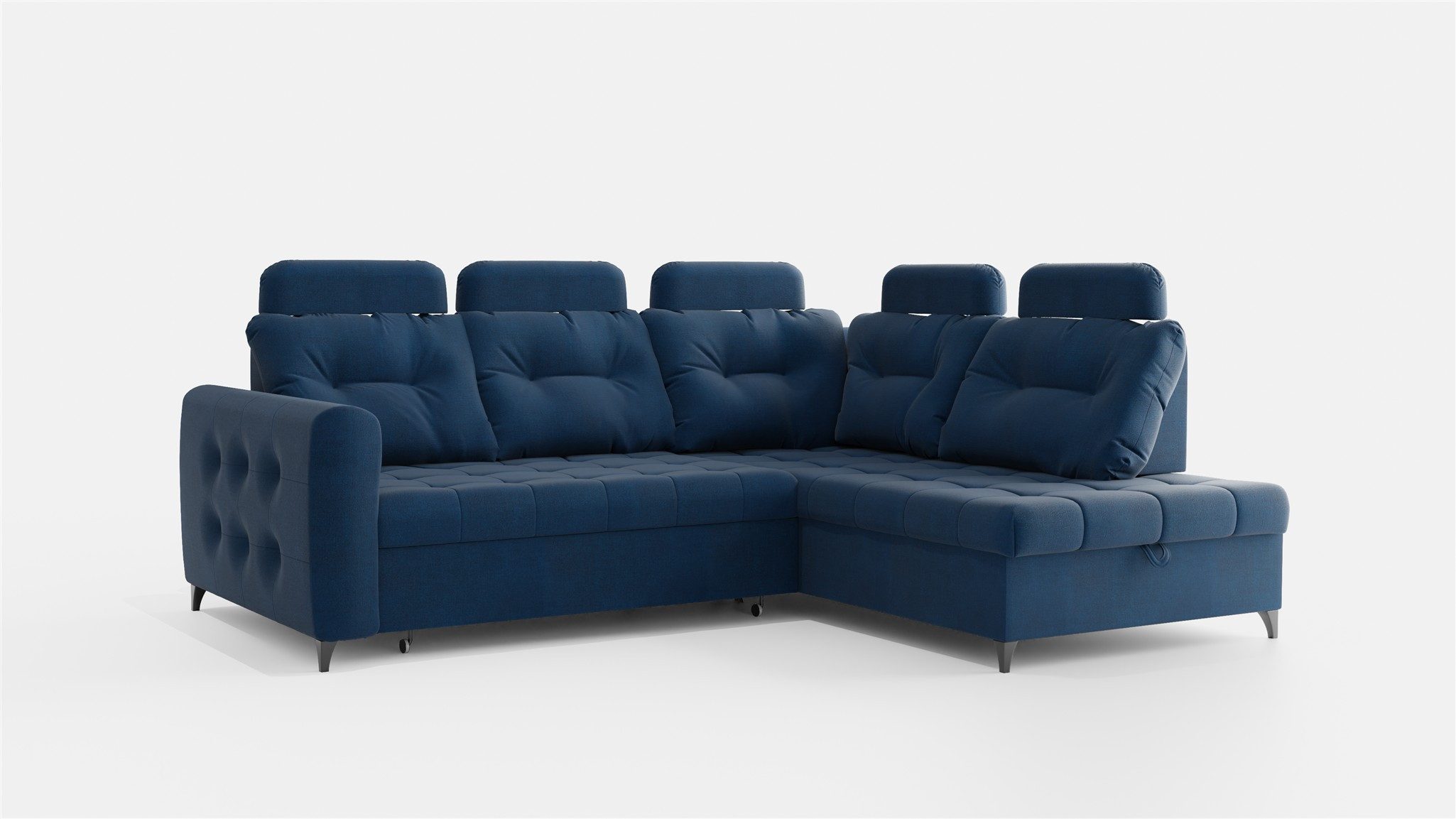 Fun Möbel Ecksofa Sofa FUN MINATO mit Schlaffunktion in Velourstoff Hold Me, mit Ottomane, mit Bettkasten und Schlaffunktion