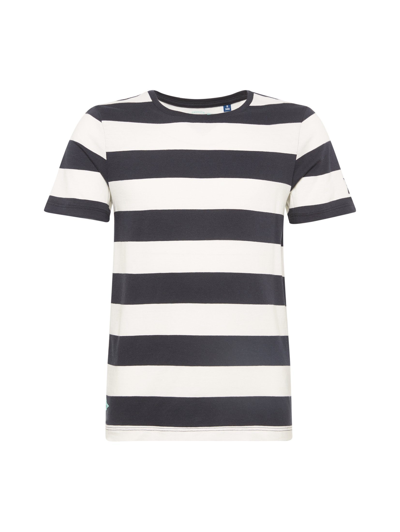 TOM TAILOR T-Shirt gestreiftes T-Shirt, Mit kleinem Print-Motiv vorne am  Saum