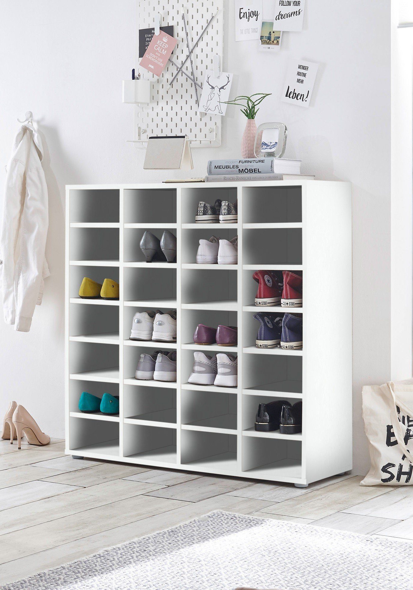 PREISBRECHER Schuhregal Boots 1, in Weiß matt mit 24 Einlegeböden. Abmessun günstig online kaufen