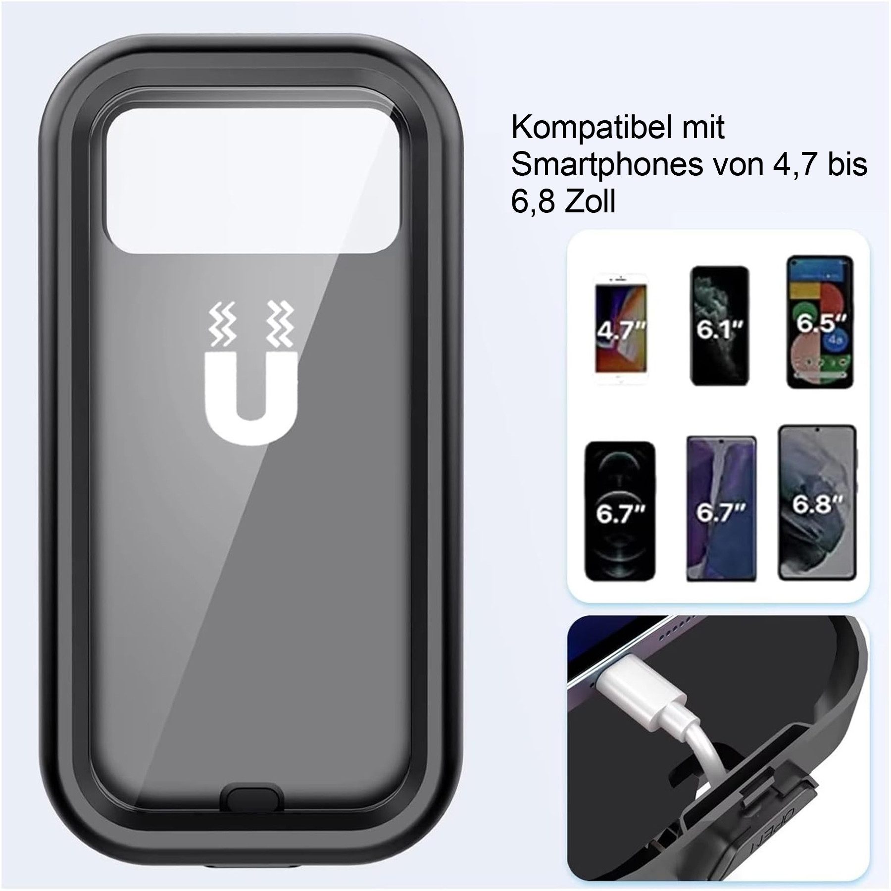 Keyura Handy-Halterung wasserdichte Motorrad Telefon Halterung Fahrrad Telefonhalterung, (bis 6.8 Zoll, 360° Drehbarer Handyhalter Universal-Lenkerinstallation, empfindlicher Touchscreen, Universal Fahrrad Handyhalterung, Für 4.7-6.8 Zoll, Smartphone,z. B. iPhone 16/15/14 Pro Max Plus)