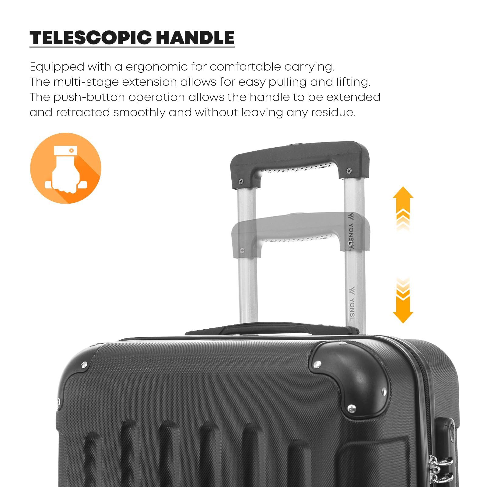 YONSLY Trolleyset Hartschalen-Reisekoffer Rollkoffer Trolley Gepäckset aus ABS, 4 Rollen, (Reiseset, 2 tlg., Größen L&XL), mit 360° Doppelrollen, Zahlenschloss  – Bild 2 von 5