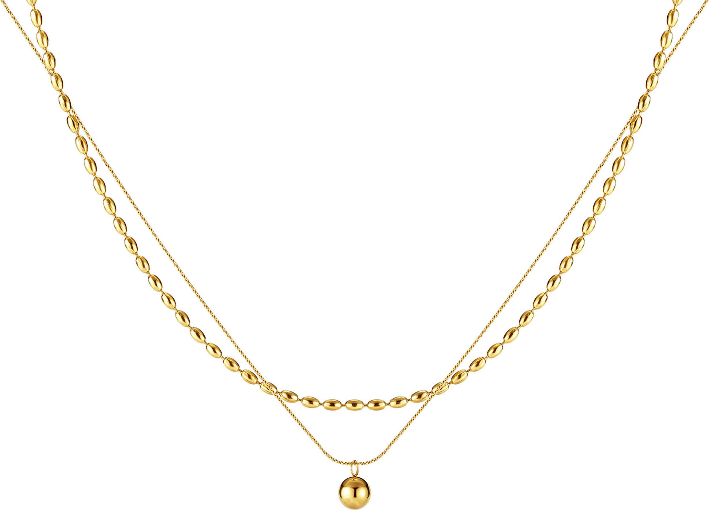Kette mit Anhänger Schmuck Geschenk Edelstahl Halsschmuck Halskette Layer doppelreihig