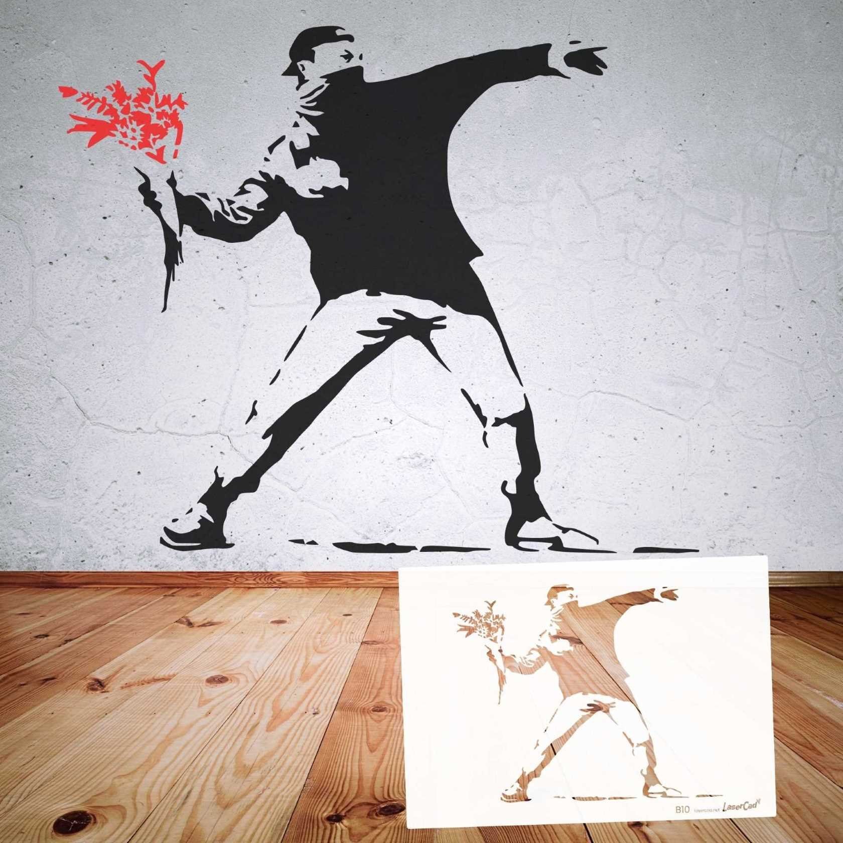 LaserCad Motivschablone BANKSY Streetart für Graffiti, Airbrush, Deko
