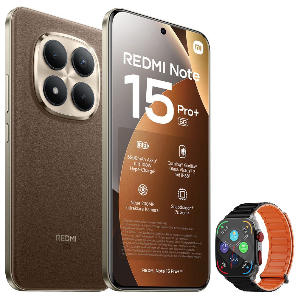 Xiaomi Redmi Note 15 Pro+ 5G Smartphone & Smartwatch Handy (256 GB Speicherplatz, 200 MP Kamera)