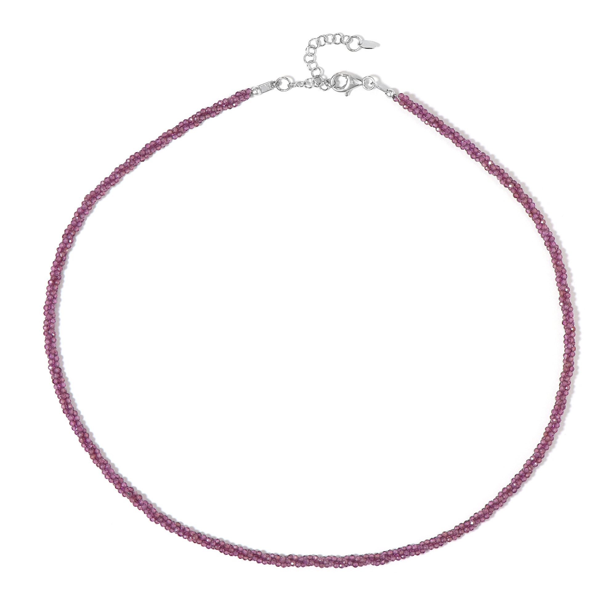 Silberkette Magenta Granat Rhodium Silber Halskette