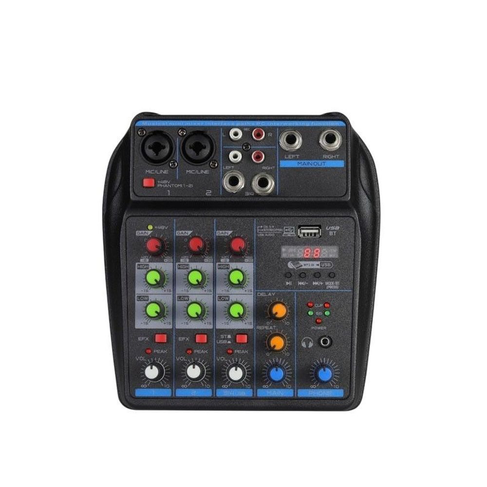 Mischpult DJ Mixer 4-Kanal Konsole Bluetooth USB 48V Phantom Karaoke System DE