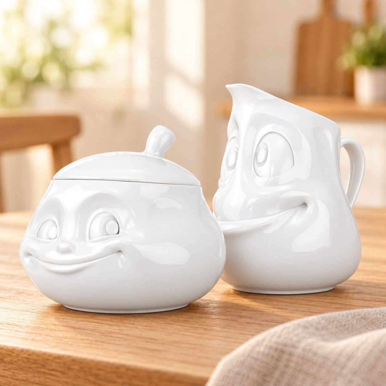 FIFTYEIGHT PRODUCTS Frühstücks-Set FIFTYEIGHT 2-tlg. Porzellan-Set Milch-Kännchen und Zuckerdose (2-tlg), Made in Germany