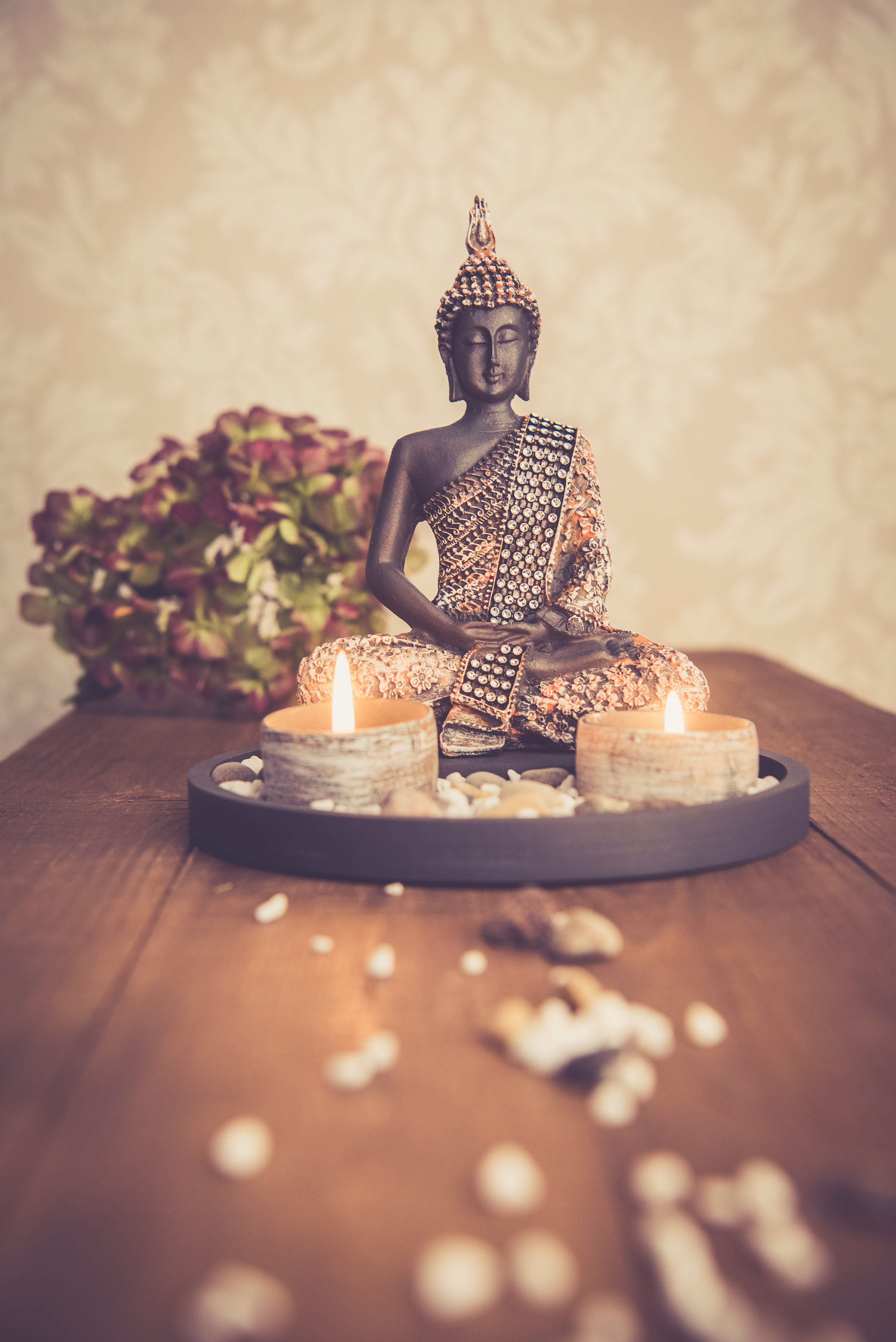 Kamelio Buddhafigur Buddha mit Teelicht 22cm Deko-Statue Deko-Figur günstig online kaufen