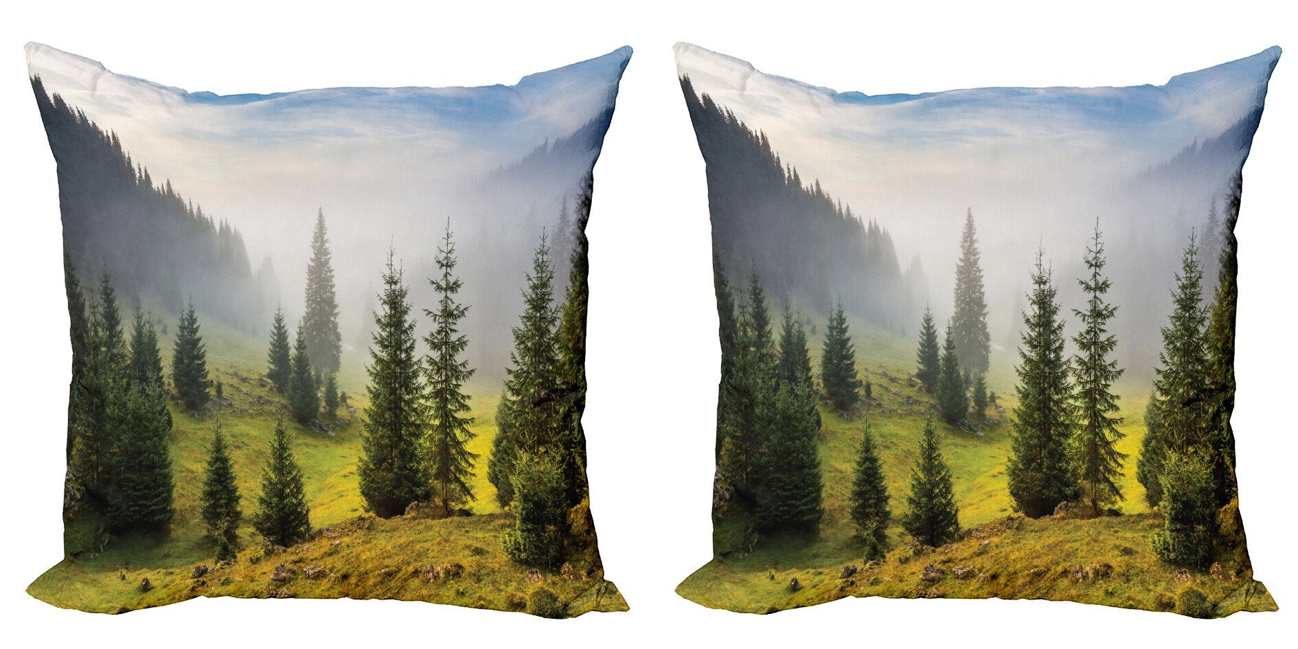 der Wiese Doppelseitiger Accent Weiß Bäume Abakuhaus Grüne auf Stück), Digitaldruck, Kissenbezüge Modern (2