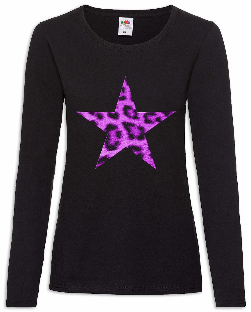 Urban Backwoods Langarmshirt Rockabella Star III Damen Langarmshirt Tattoo Nautical Rockabilly Pink (1-tlg) Leopard Stern Oldschool Fifties