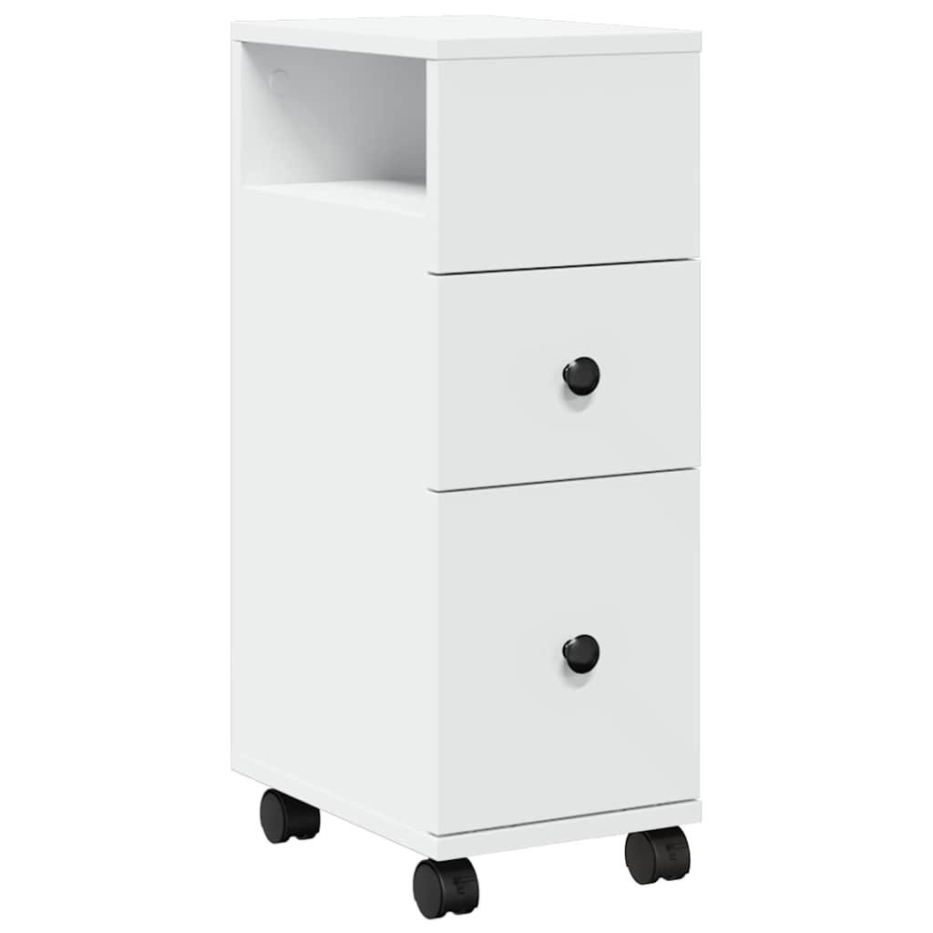 vidaXL Midischrank Badschrank Schmal mit Rollen Weiß Holzwerkstoff (1-St)