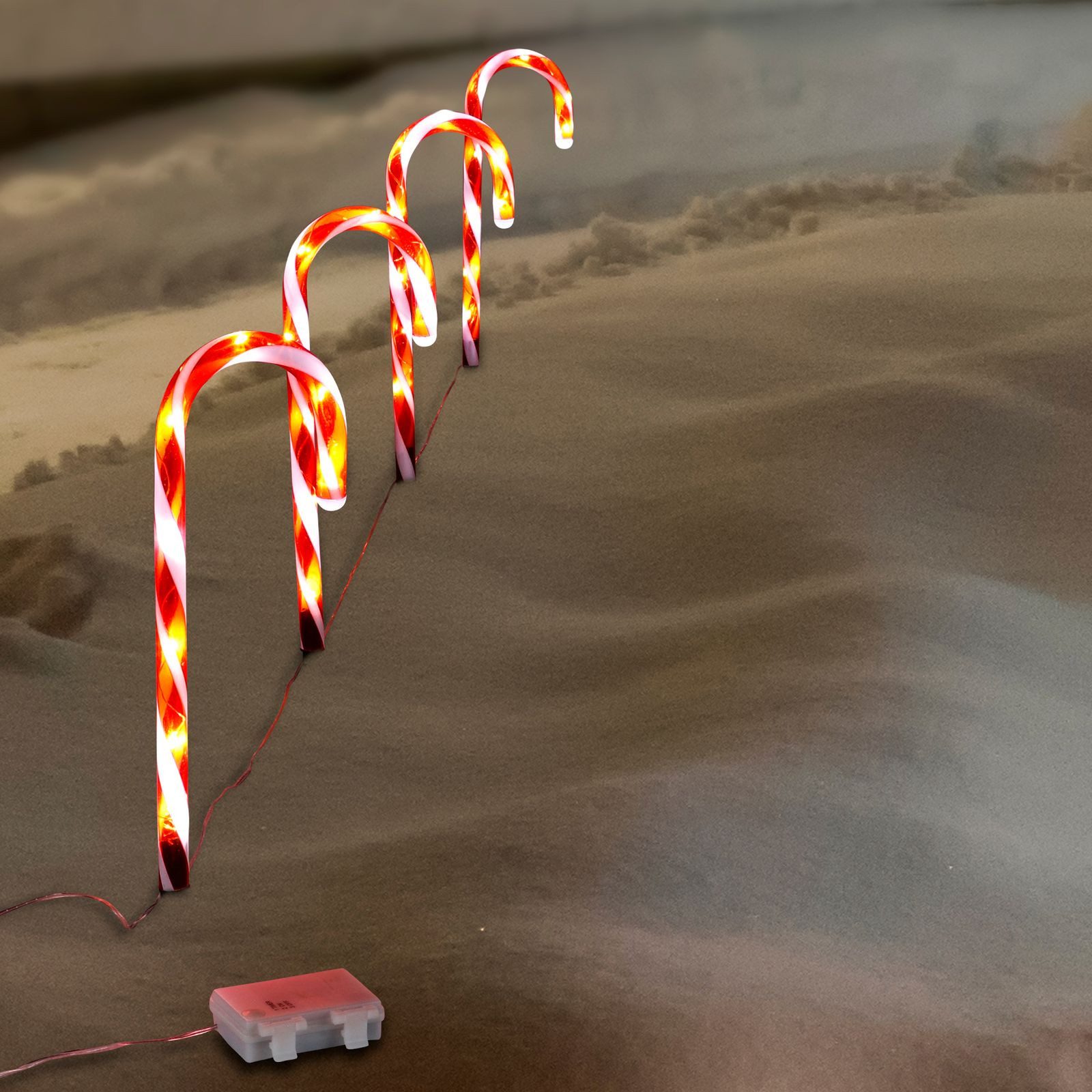 Gravidus LED Gartenleuchte 4er Set LED Zuckerstangen Gartenstecker Weihnachtsdeko