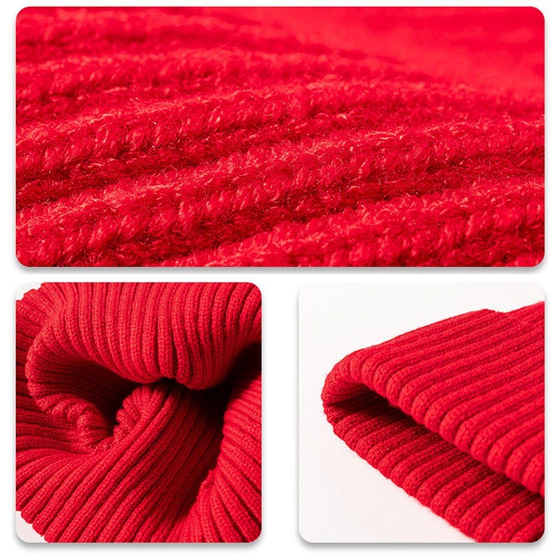 DAYUT Jerseymütze Wintermütze, Strickmütze, warm, rot Schal, Handschuhe, (1-St)