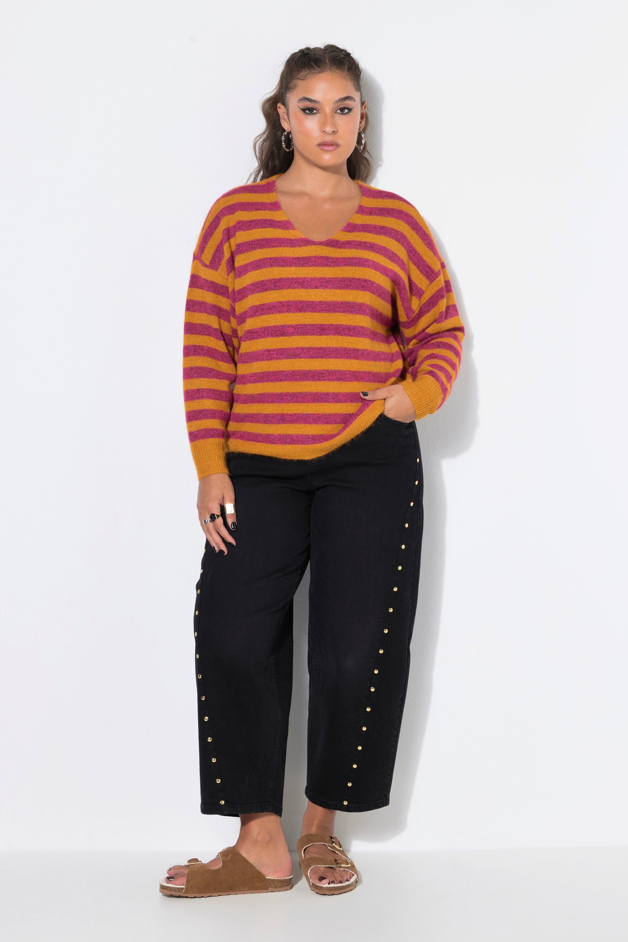 Studio Untold Strickpullover Pullover Boxy Shape Streifenstrick