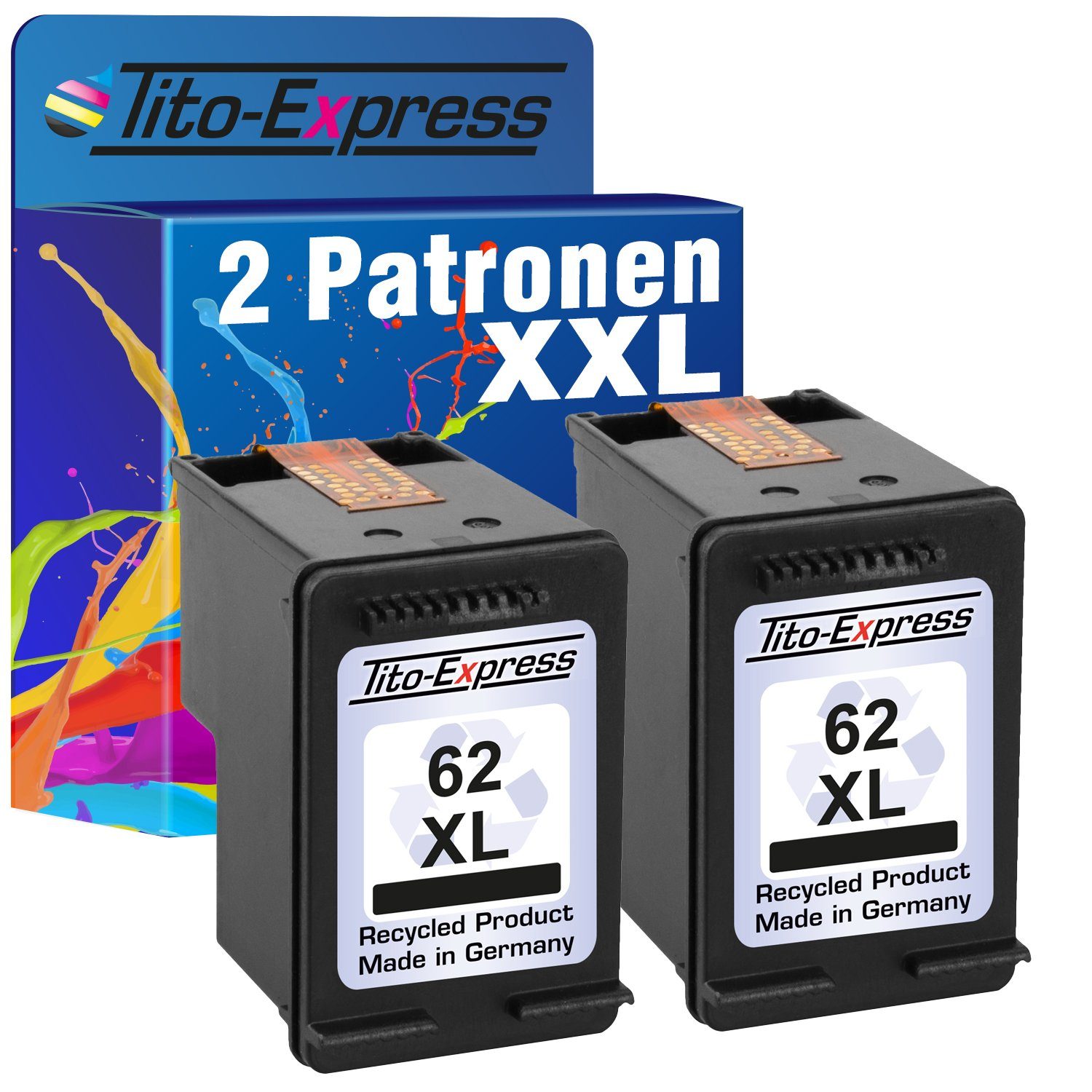 Tito-Express 2er Set ersetzt HP 62 XL HP 62XL HP62XL Black Tintenpatrone (für OfficeJet 5740 5742 5744 200 250 für Envy 5540 5548 5640 5646 7640)