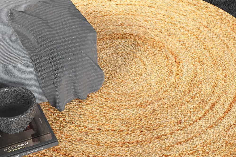 riess-ambiente Teppich PURE NATURE 120cm natur, rund, Höhe: 8 mm, Wohnzimmer · Jute-Naturfaser · handgewebt · Boho Design
