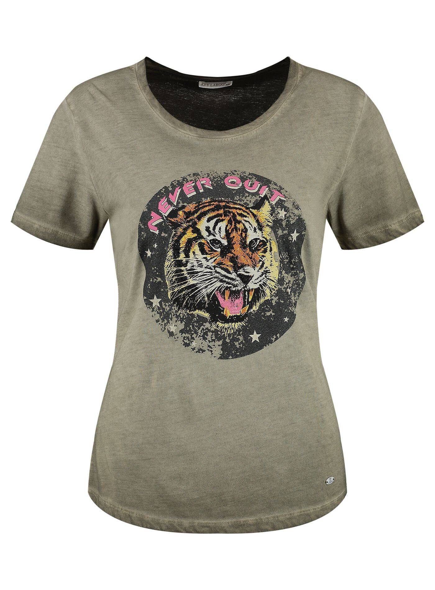ROUND T-Shirt WT (44) (1-tlg) QUIT T-Shirt khaki Damen Largo Key