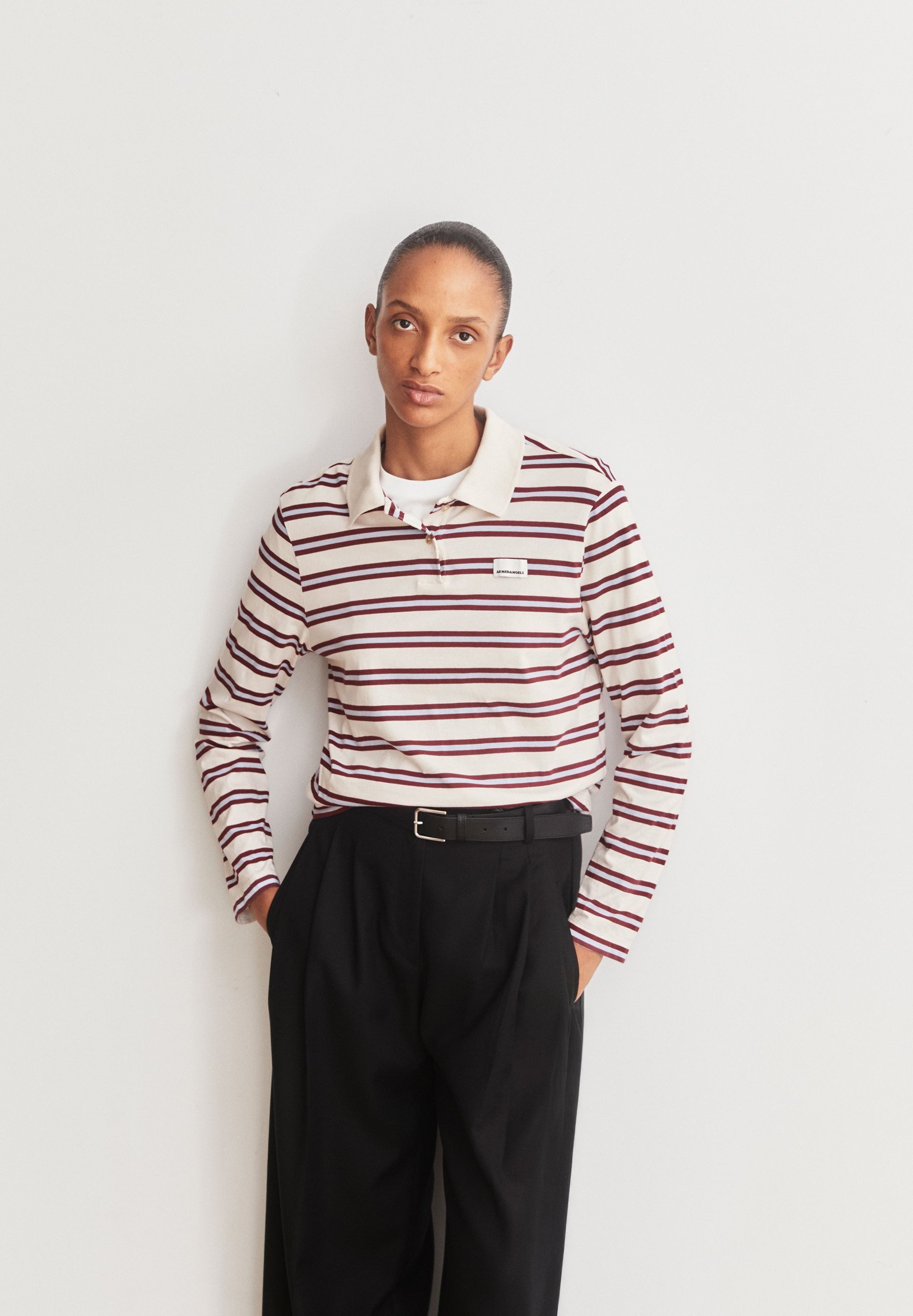 Armedangels Longsleeve STRIPE POLO Longsleeve Polo aus Bio-Baumwolle Loose Fit – Bild 5 von 5