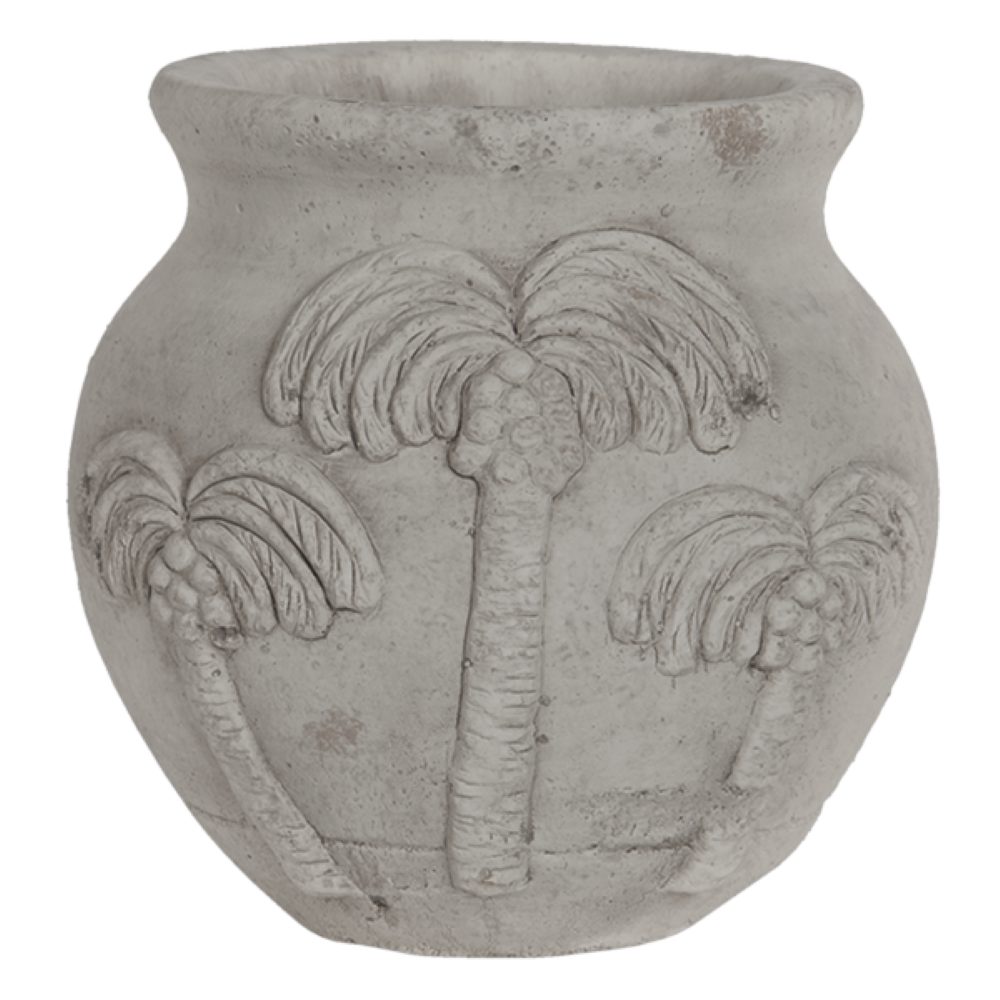 Clayre & Eef Dekovase Blumentopf Vase Beton Stein Palme Klein 15 cm, Steinvase
