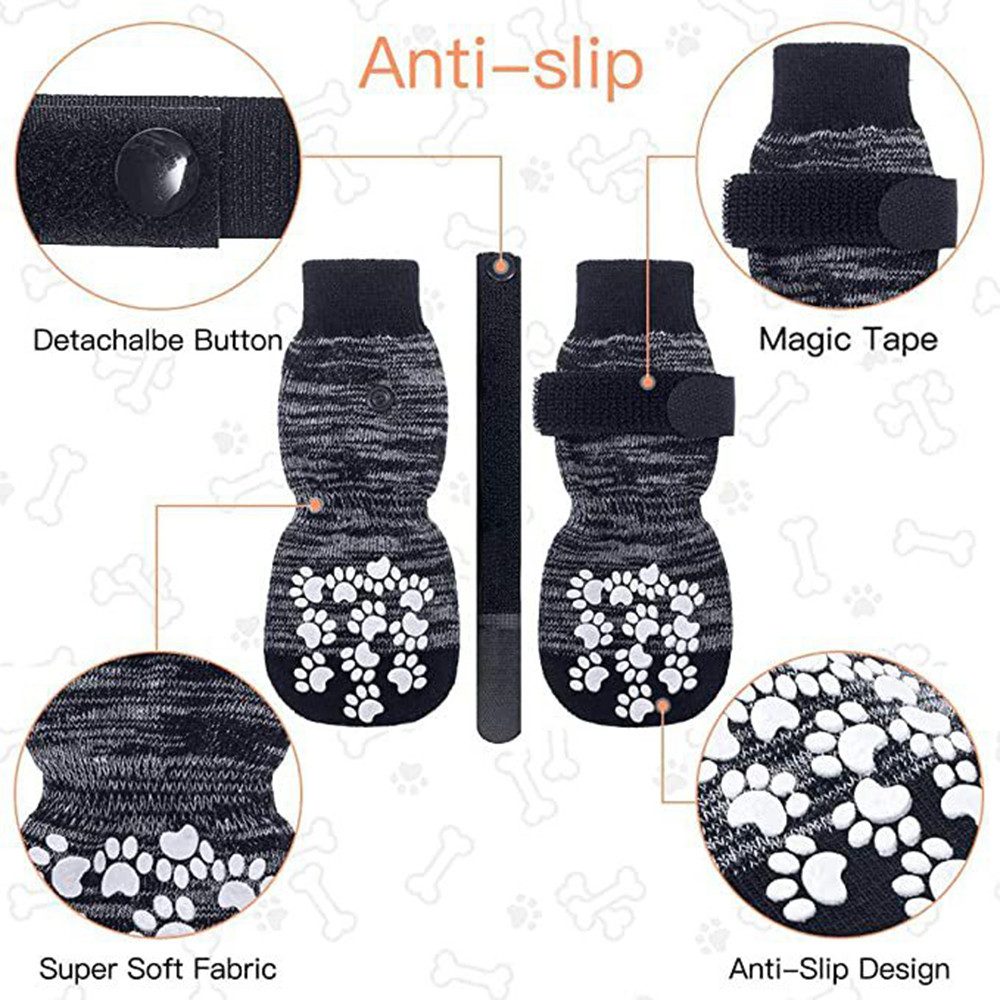 Coonoor Pfotenschutz 2 Paar Indoor Anti-Rutsch Socken für Hunde und Katzen Pet Socken, (Anti Rutsch Pfotenschutz und Traktion Dank Silikon-Gel), für Kleine-Mittlere Tiere