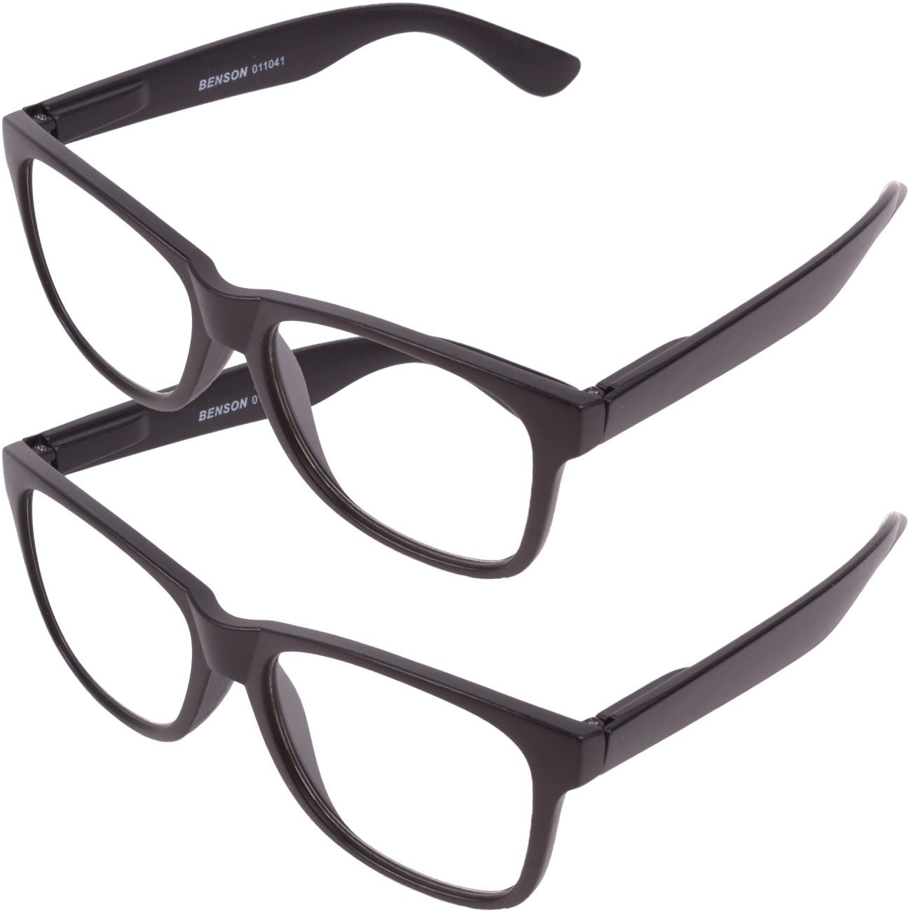 BENSON OPTICS Lesehilfe Lesebrille +2,0 dpt Schwarz Lesehilfe Federscharnier Lesebrille Unisex, Fertiglesebrille/Flex-Bügel für druckfreien Sitz/Rechteckig