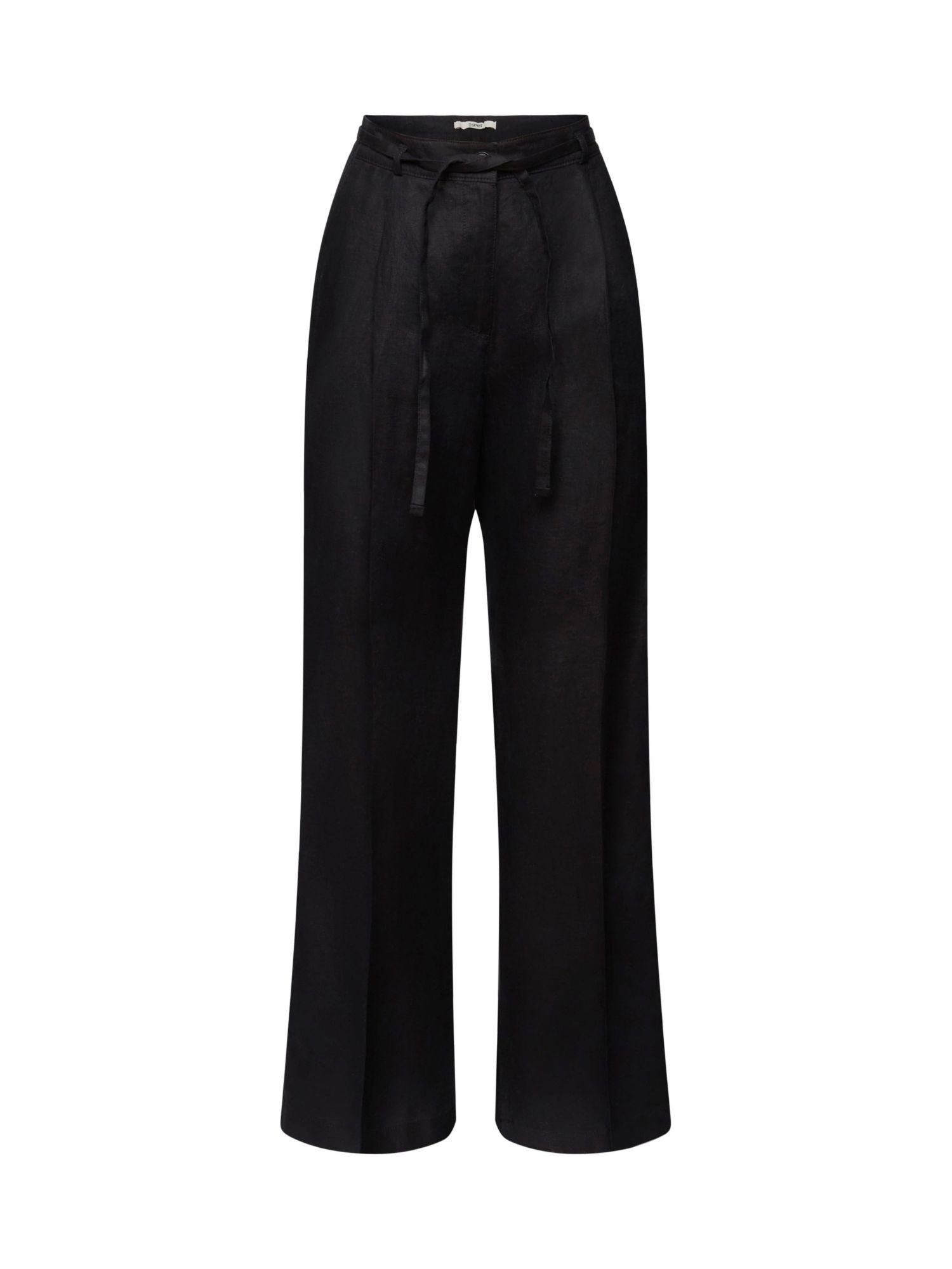 Esprit Stoffhose Leinenhose mit weitem Bein BLACK | Stoffhosen